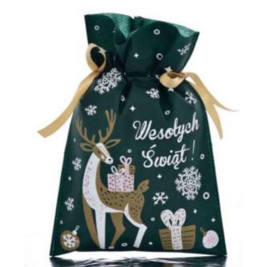 Worek Świąteczny Torba na prezent Renifer z prezentami 30x45cm