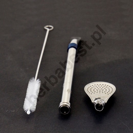 Bombilla rozkręcana z czyścikiem do picia Yerba Mate Mercedes silver 19cm