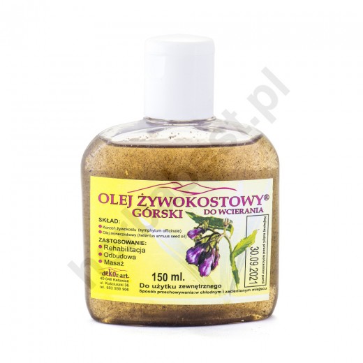 Olej żywokostowy górski (rehabilitacyjny) z opiłkami złota Dekor-art 150 ml