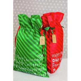 Duży Worek Świąteczny Zielony Paski XXL 40X56 2